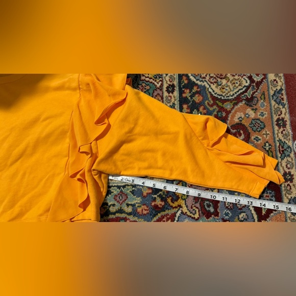 Zara Ruffle Tiered Layered Long Sleeve Crop Top Orange Women’s Small Sweater - Picture 8 of 11